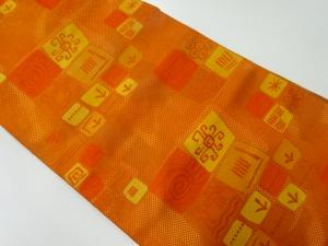 リサイクル　本場筑前博多抽象花模様織出し名古屋帯